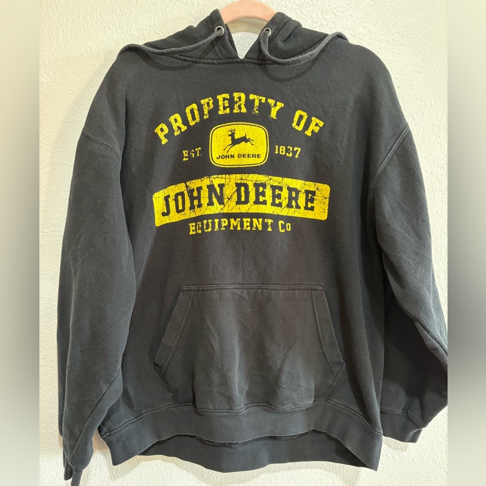 John Deere Black Hoodie with Yellow Logo